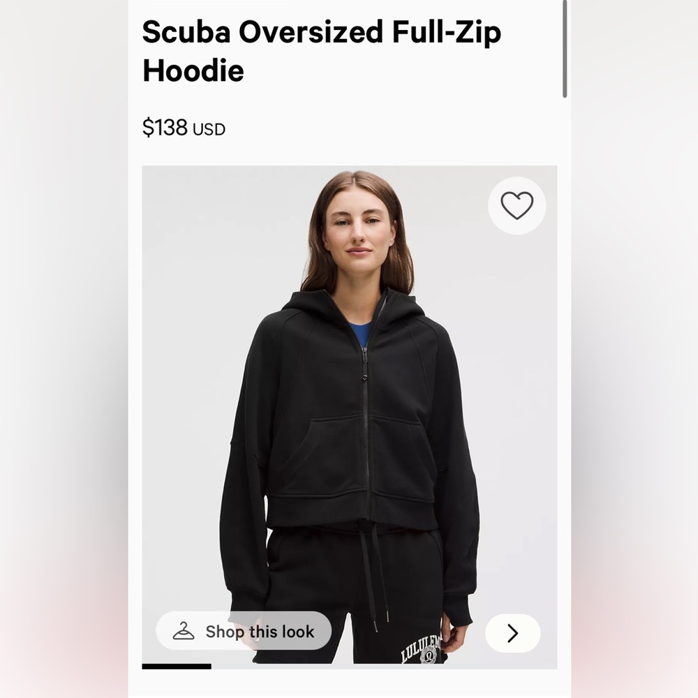 Lululemon Scuba Oversized Full-Zip Black Hoodie